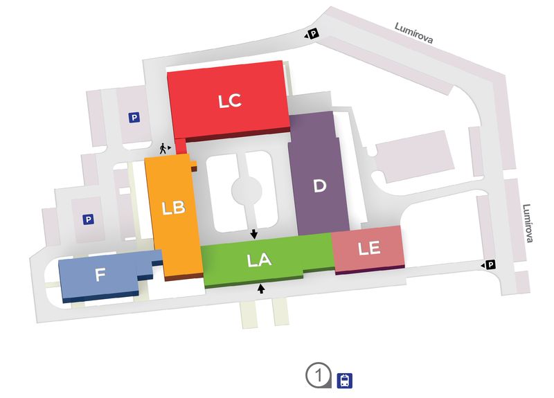 Mapa areálu Fakulty bezpečnostního inženýrství